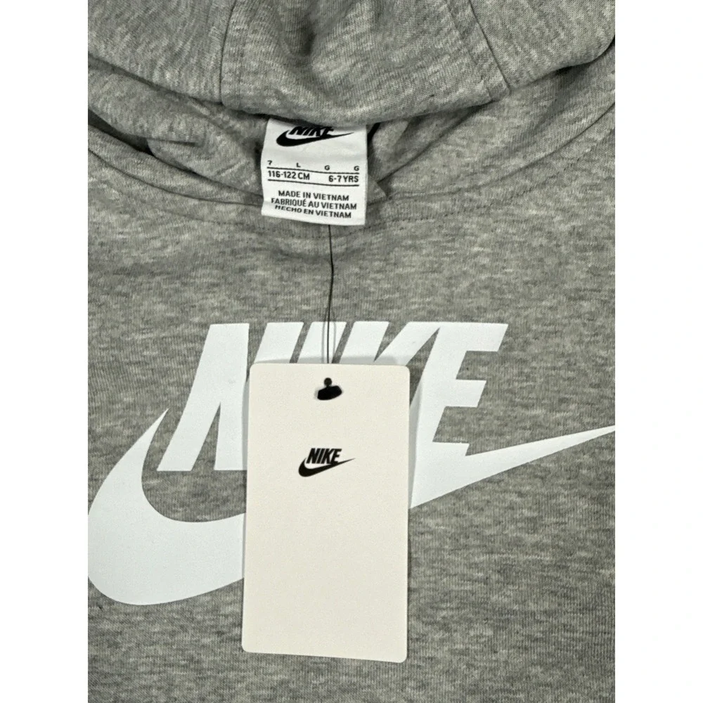 Nike Boy's Size 7 Large Heather Gray Futura Logo Fleece Hoodie NWT